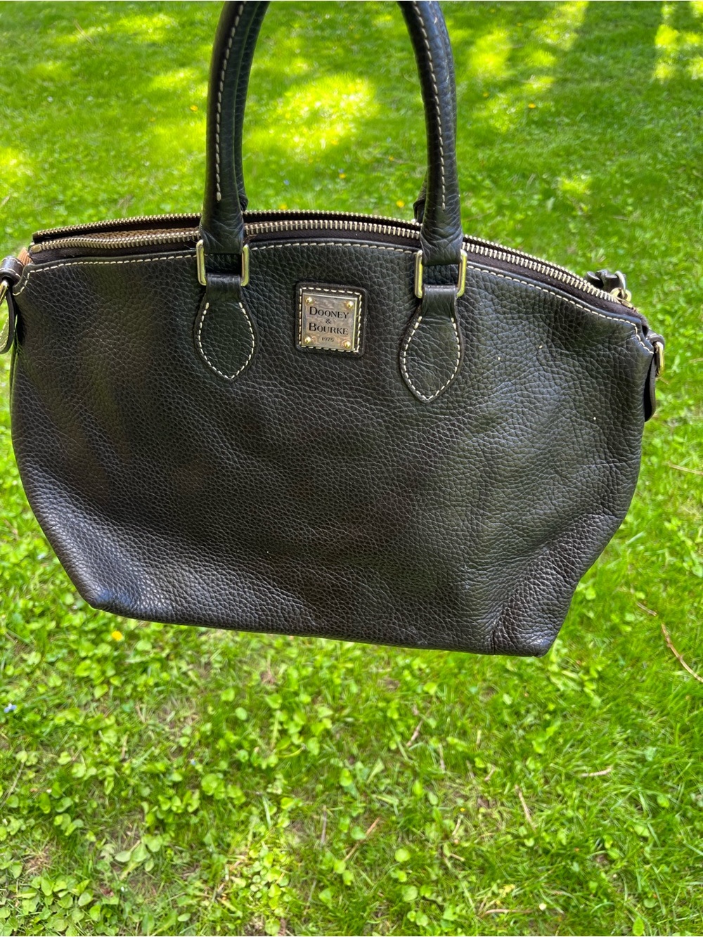 Dooney & Bourke Black Pebbled Leather Satchel( no crossbody and some stains)